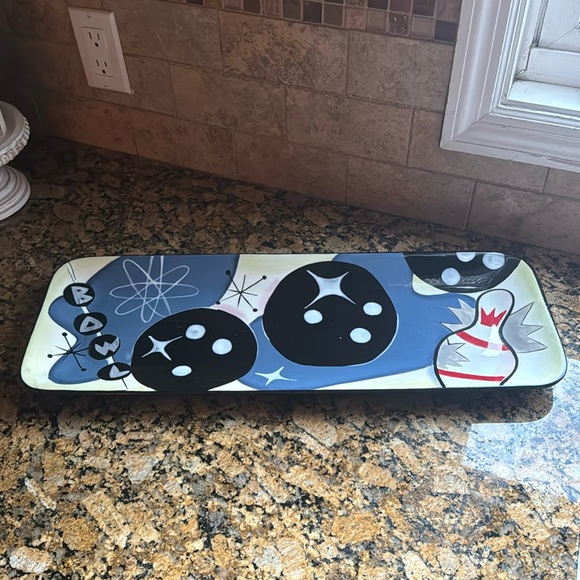 CLAY ART BOWL-O-RAMA HAND PAINTED SERVING TRAY - Picture 2 of 7